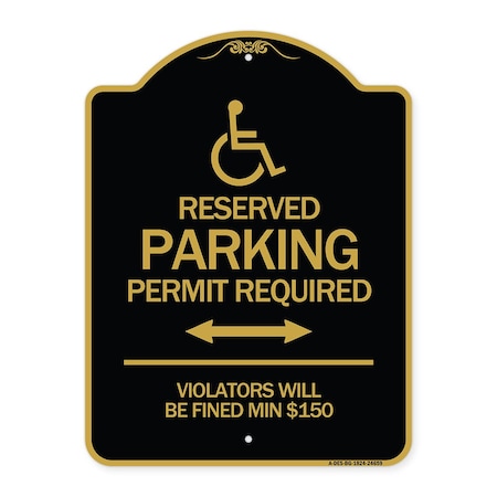 Signmission Connecticut Reserved Parking Permit Required Violators Fined Min $150 Alum, 18" x 24", BG-1824-24659 A-DES-BG-1824-24659